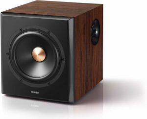 BOXE EDIFIER 2.1, RMS: 155W (2 x 10W, 2 x 30W, 1 x 75W), bluetooth, telecomanda wireless, woofer wireless, volum, bass, treble, optical, coaxial, brown, „S360DB” (timbru verde 11.00 lei)