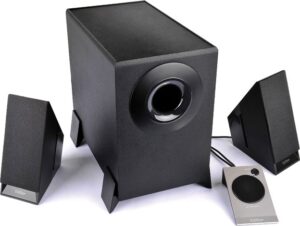 BOXE EDIFIER 2.1, RMS: 8.5W (2 x 2W, 1 x 4.5W), telecomanda pe fir, black; raport semnal-zgomot: #85dBA, frecventa raspuns – sateliti: 150Hz – 20kHz, subwoofer: 20Hz – 170kHz, black, „M1360” – 392150 M1360 (timbru verde 4.00 lei)