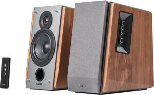 BOXE EDIFIER 2.0, RMS: 60W (2 x 13W, 2 x 17W), telecomanda wireless, volum, bass, treble, dual RCA, brown, „R1600TIII” (timbru verde 11.00 lei)