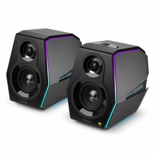 BOXE EDIFIER Gaming 2.0, RMS: 88W (2 x 12W, 2 x 32W), bass 4″, control volum, BT/USB/AUX/Optical/Coaxial, sound mode: Music/Game/Movie, 11 x LED RGB, frecv. raspuns 55Hz-20KHz, 220V power, black, „G5000-BK” (timbru verde 0.8 lei)