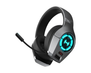 CASTI Edifier, cu fir, gaming, utilizare multimedia, microfon pe casca, detasabil, conectare prin USB 2.0 | USB-C | jack 3.5″, 8 x LED RGB, dual mode, mic noise cancelling, gri, „GX-GR”, (timbru verde 0.8 lei)