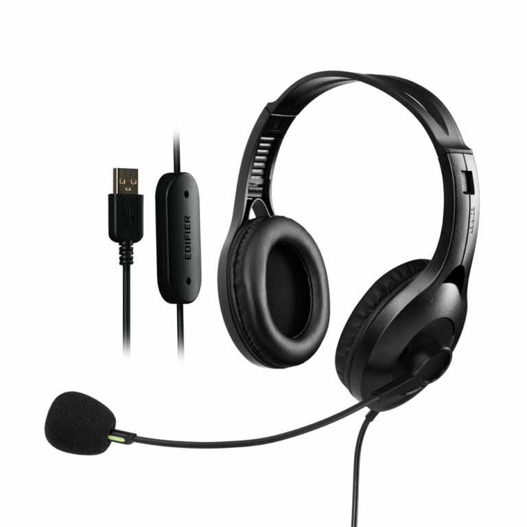 CASTI Edifier, cu fir, standard, utilizare multimedia, call center, microfon pe casca, conectare prin USB 2.0, negru, „K810-BK”, (timbru verde 0.8 lei)