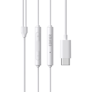 CASTI Edifier, cu fir, intraauriculare – butoni, pt smartphone, microfon pe fir, control-3 butoane, conectare prin USB-C, alb, „P180C-W”, (timbru verde 0.18 lei)